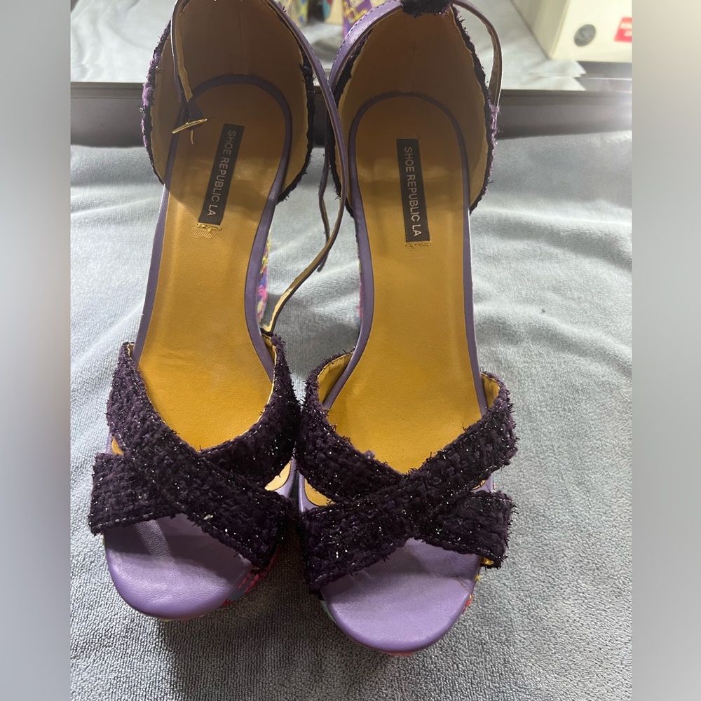 Fun multi color high heel sandals
